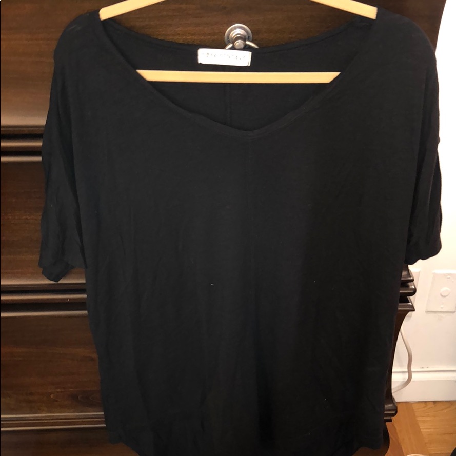 Asymmetric Black Basic Tee